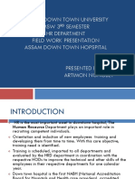 Assam Down Town University MSW 3 Semester HR Department Field Work Presentation Assam Down Town Hopspital
