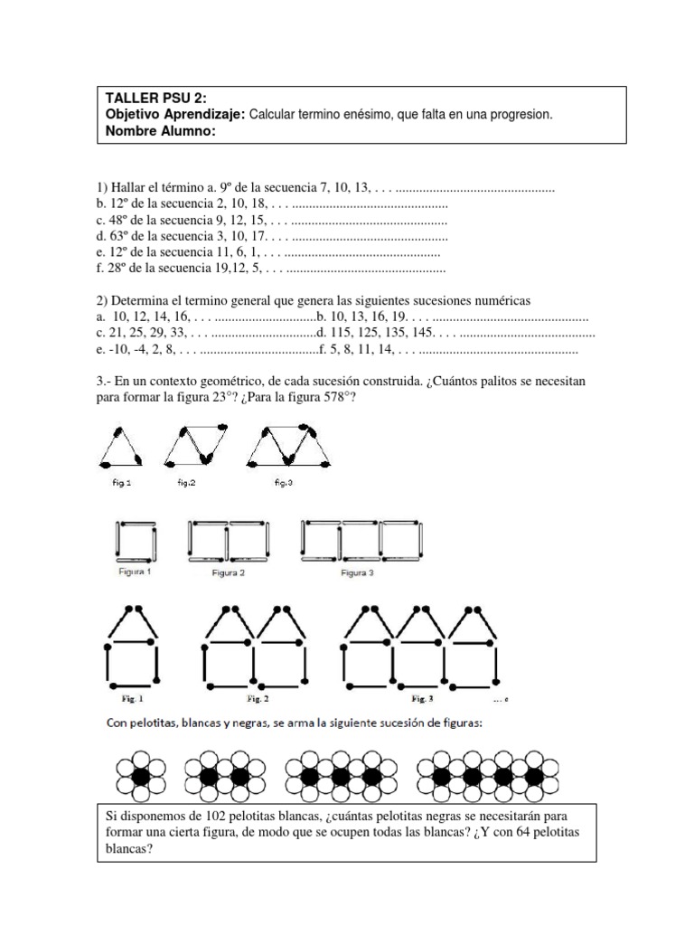 Guía N°2 de Termino Enesimo y Sucesiones | PDF