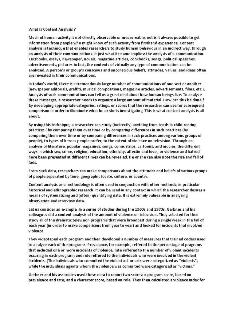 What Is Content Analysis Pdf