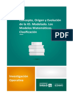 Concepto, Origen y Evolución de La IO Modelado Los Modelos Matemáticos Clasificación