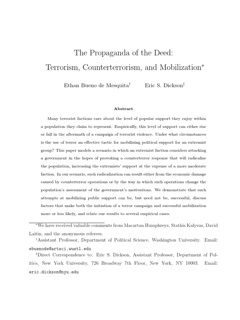 Terrorism's Impact on Public Support | PDF | Palestine Liberation ...