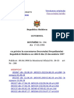 H 294 Cu Privire La Executarea Decretului Preşedintelui _Republicii Moldova Nr.406-II Din 23 Decembrie 1997_