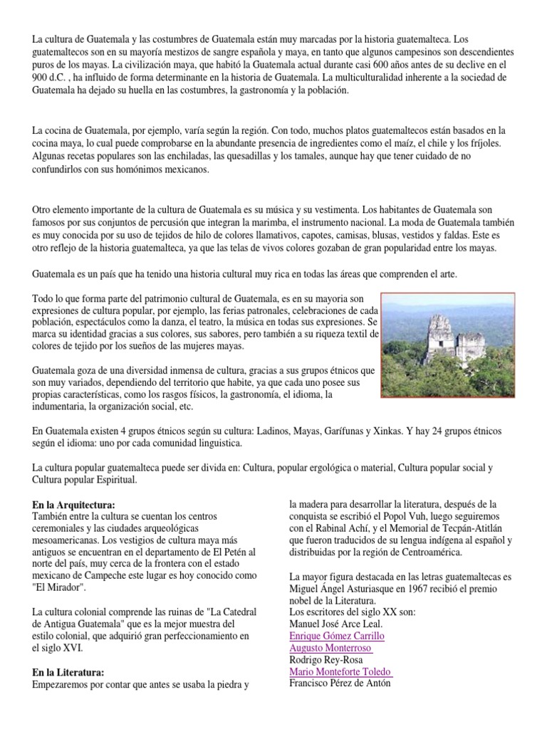 Cultura de Guatemala | PDF | Guatemala | Civilización maya