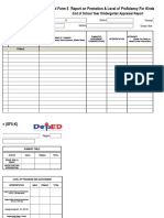 School Form 5 SF5K Report On Promotion and Level of Proficiency For Kinder