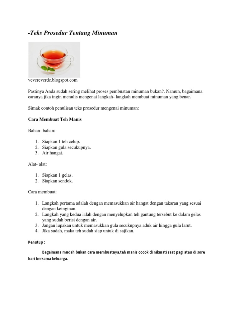 Teks Prosedur Cara Membuat Teh Manis Berbagi Teks Penting