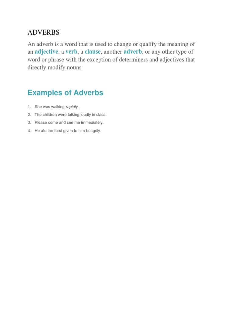 ADVERBS Notes | PDF | Language Arts & Discipline | Self-Improvement