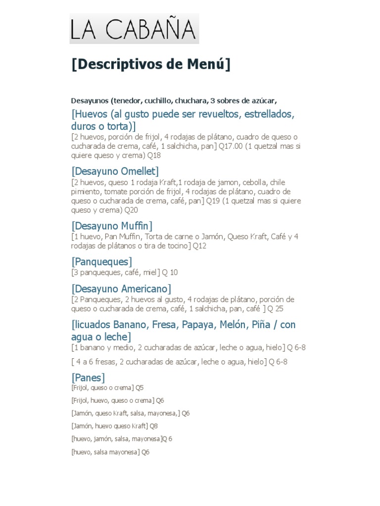 Descriptivo de Menu | PDF