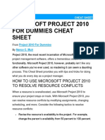 Ms-Project 2010 Cheat Sheet