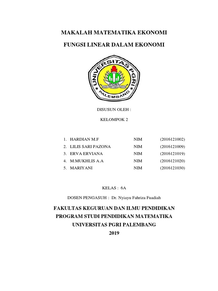 Makalah Fungsi Linear Dalam Ekonomi Docx