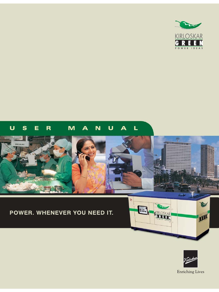 Kirloskar DG Set Manual PDF Battery Charger Electricity