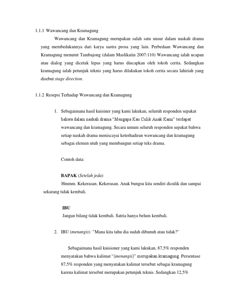 Percakapan dalam naskah drama disebut