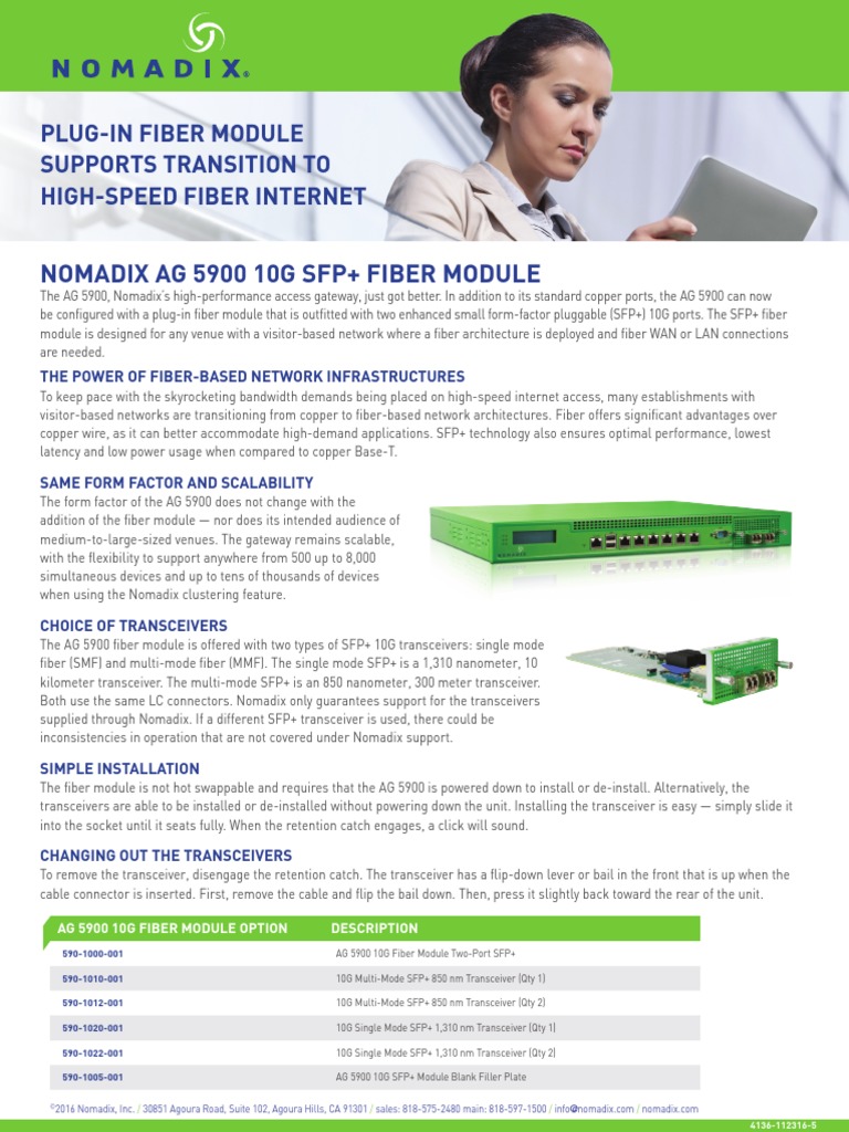 AG5900 Fiber Module Datasheet | PDF | Electronic Engineering | Networks