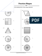 Fraction Shapes: Write The Fraction That The Shaded Portion of Each Shape Represents