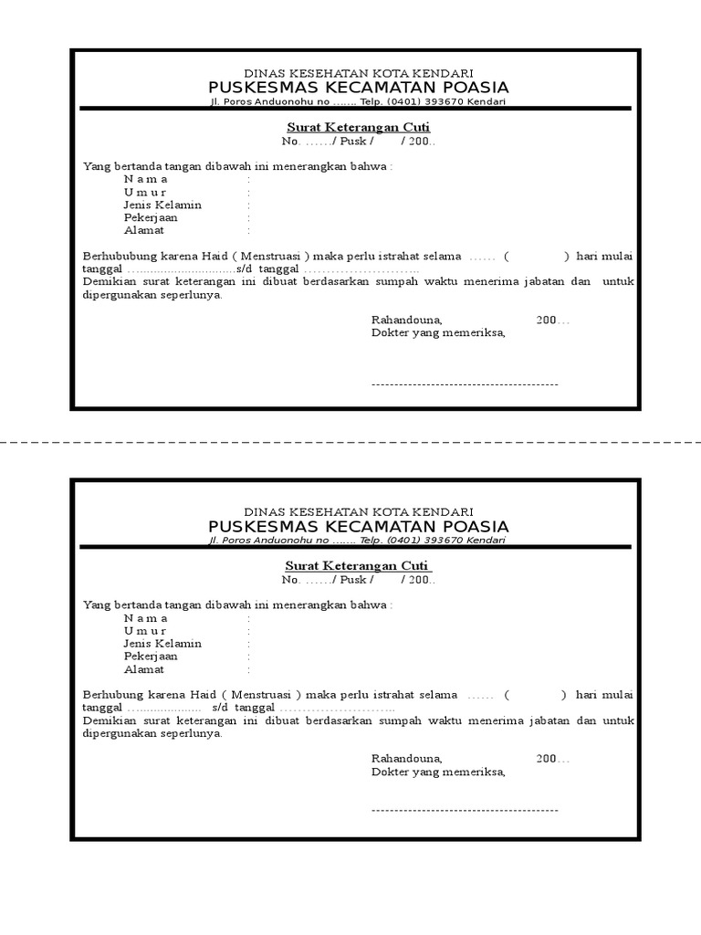 Surat Cuti Haid