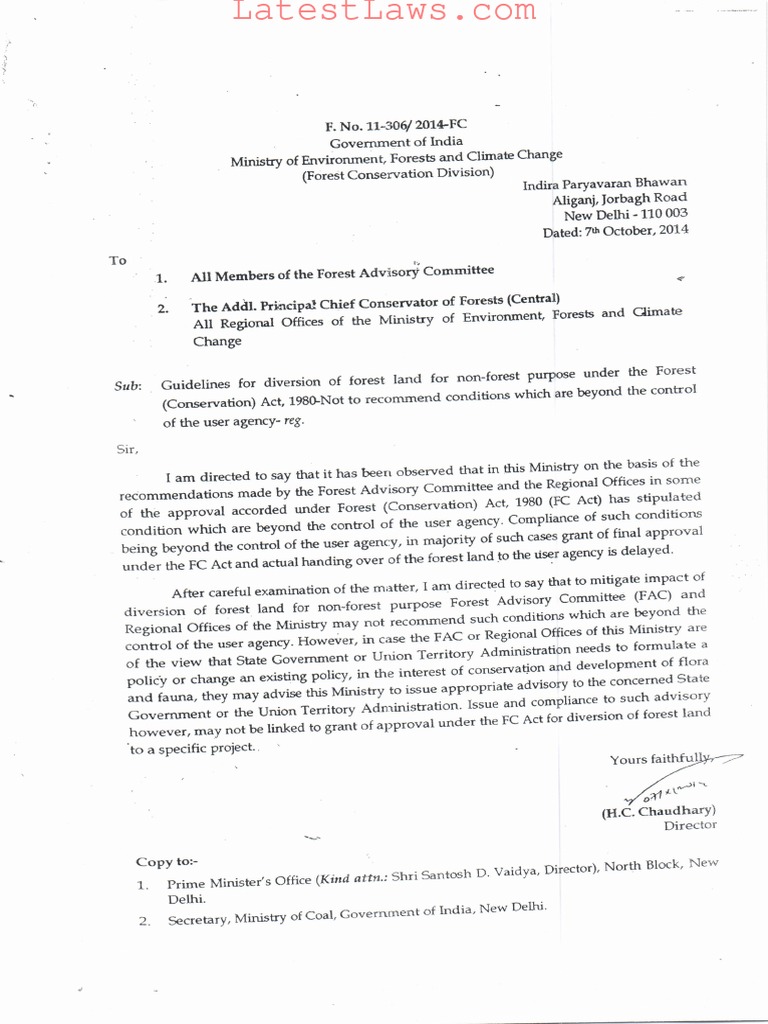 Guidelines for Diversion of Forest Land for NonForest Purpose Under the Forest (Conservation