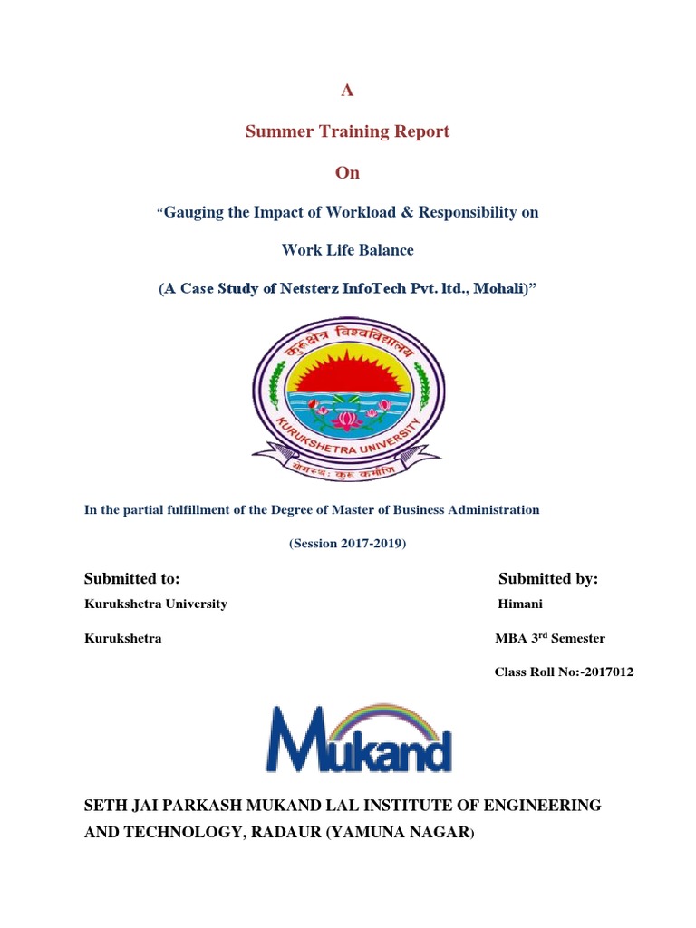 Report On Work Load Vs Work Life Balance | PDF | Work–Life Balance ...