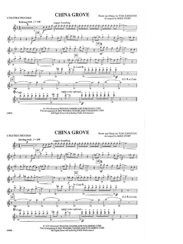 China Grove Sheet Music PDF