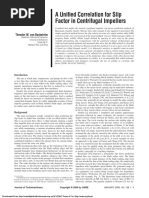 A Unified Correlation For Slip Factor in Centrifugal Impellers