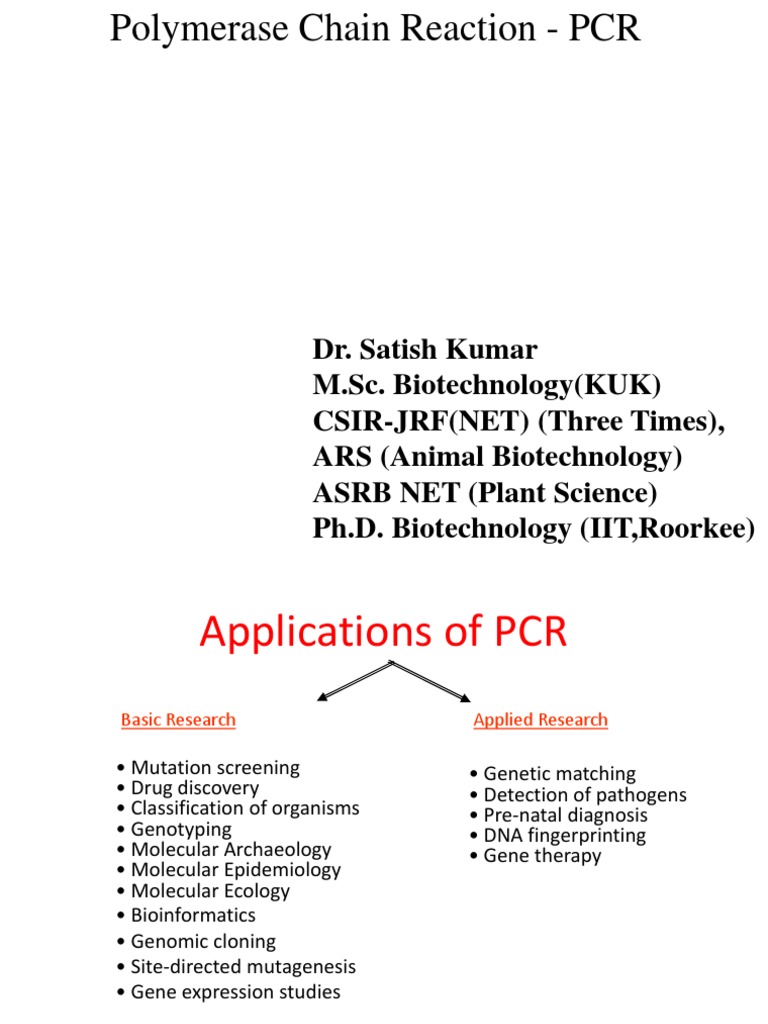 Dr. S. Khatkar PCR | PDF | Polymerase Chain Reaction | Real Time ...