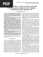 Impact of Batstateu College of Teacher Education Socio Economic Extension Services To Badjao Community in Libjo, Batangas City