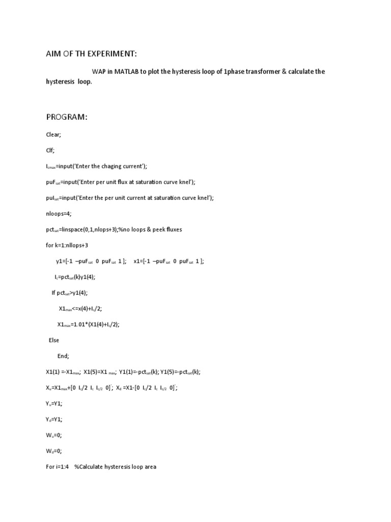 MATLAB Hysteresis Loop Guide | PDF