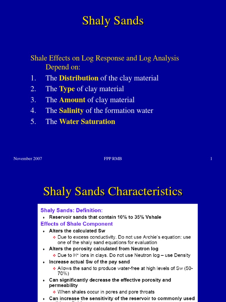 Shaly Sand Log Analysis Techniques | PDF | Porosity | Electrical ...
