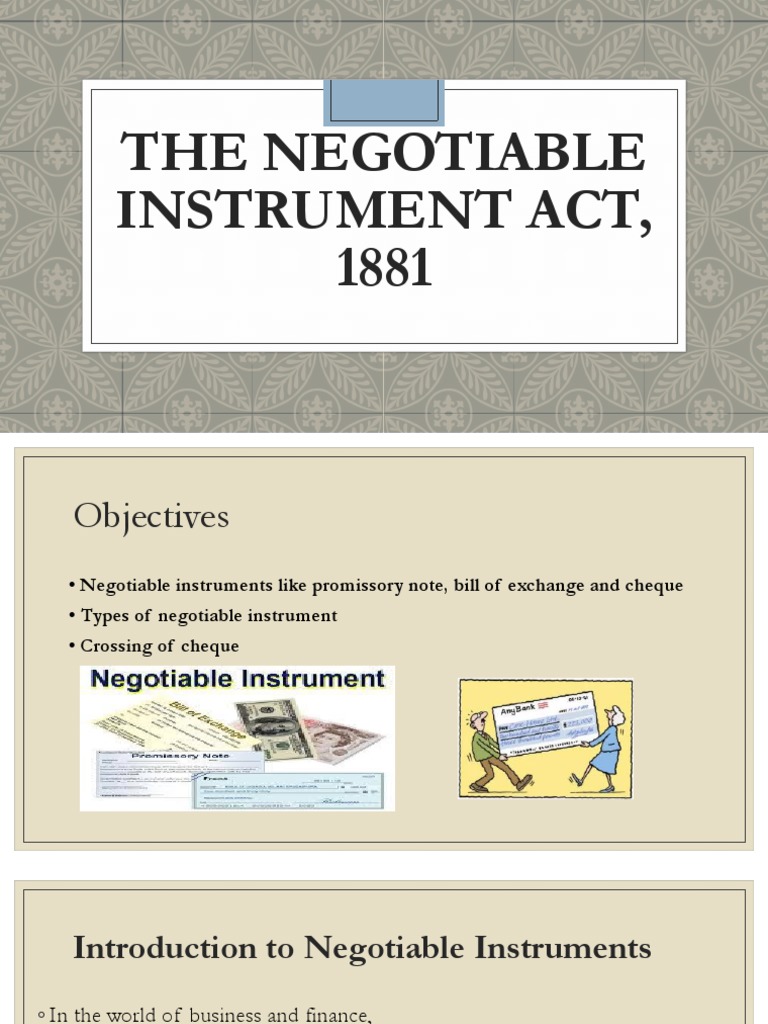 Understanding Negotiable Instruments | PDF | Negotiable Instrument | Cheque
