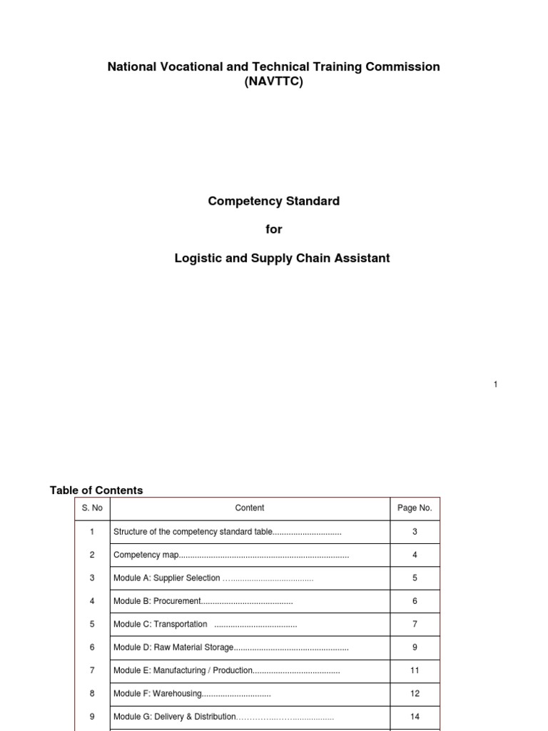Competency Standards for Warehousing | PDF | Warehouse | Logistics