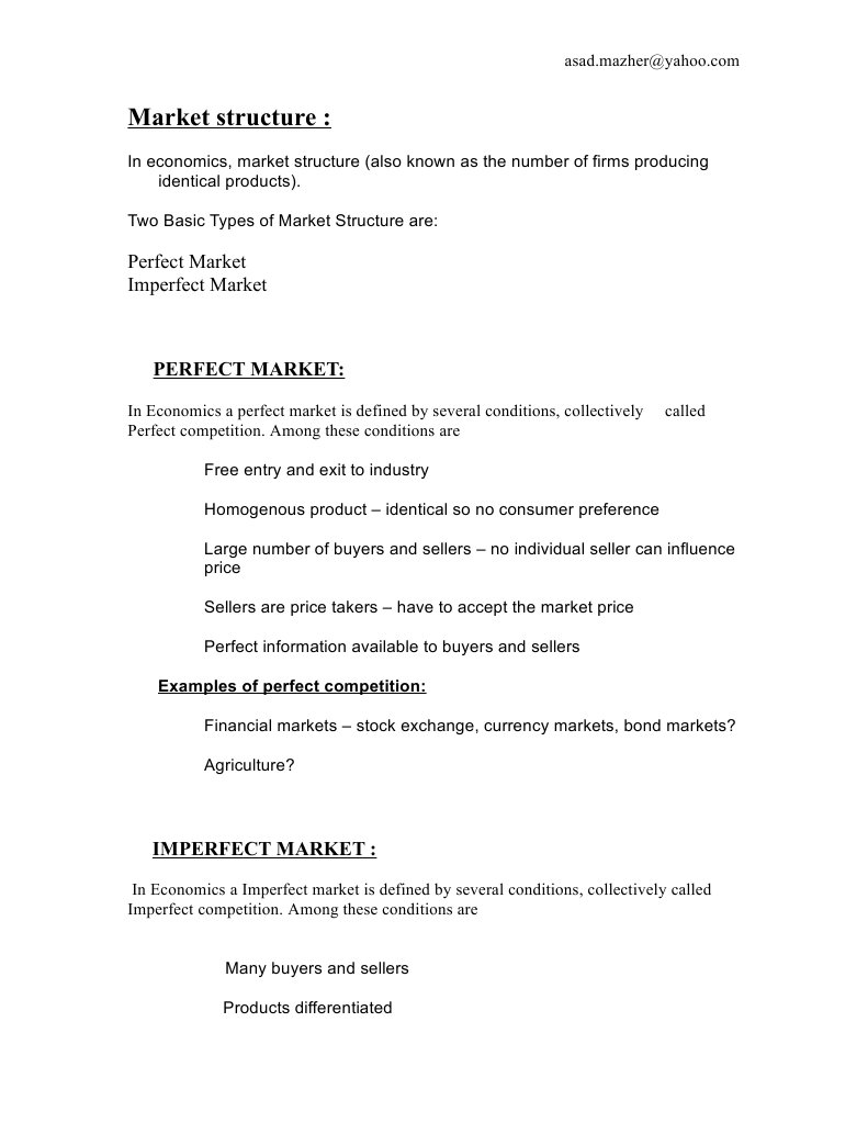 Overview of Market Structures in Economics | PDF | Perfect Competition ...