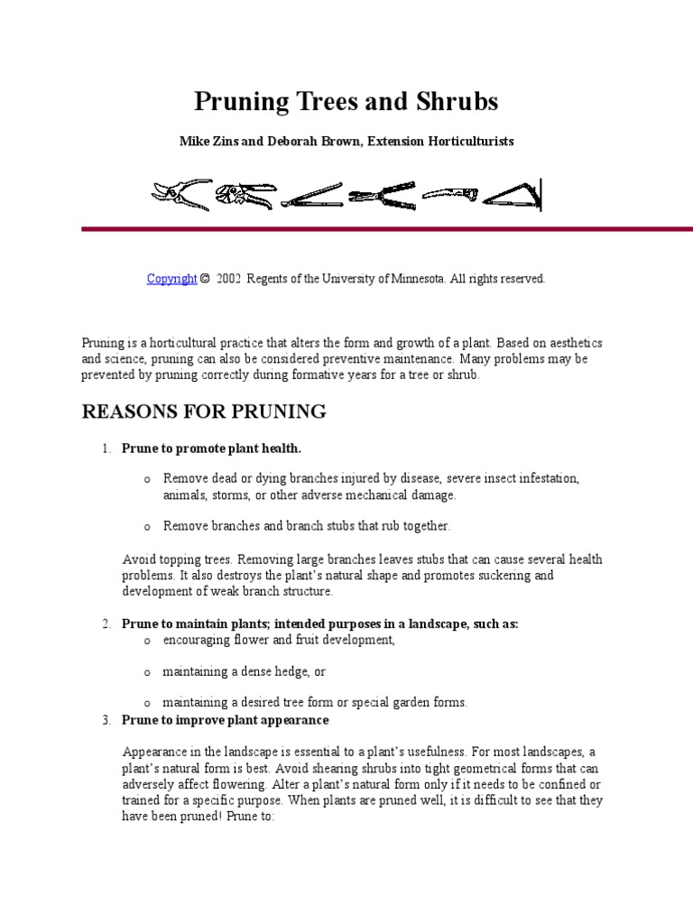 Pruning Trees and Shrubs | PDF | Pruning | Botany