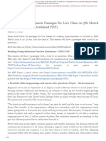Reading Comprehension Passages For Live Class On 5th March 2019 at 10:30 Am (Download PDF