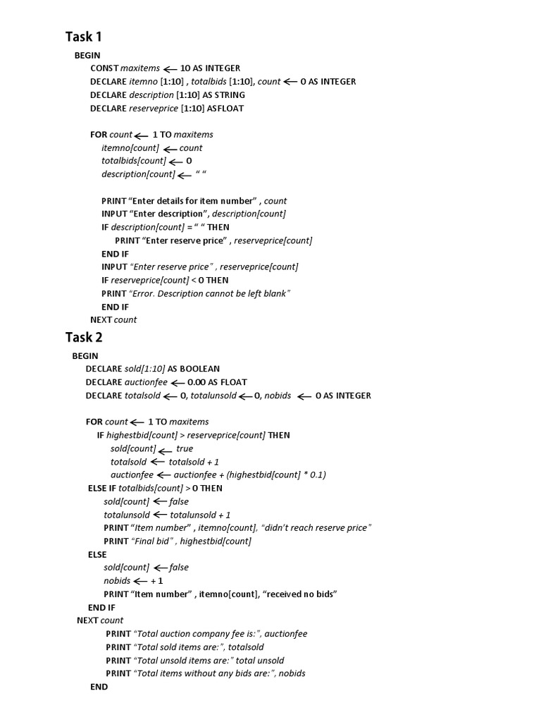 Auction Item Management Script | PDF