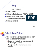 Scheduling: Scheduling Defined Gantt Charts Network Techniques: PERT and CPM Determining Task Durations Some Examples