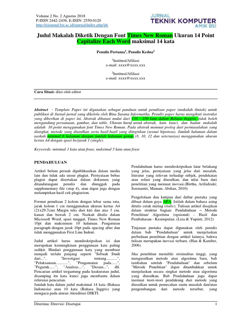 Template JTK 2018-New | PDF