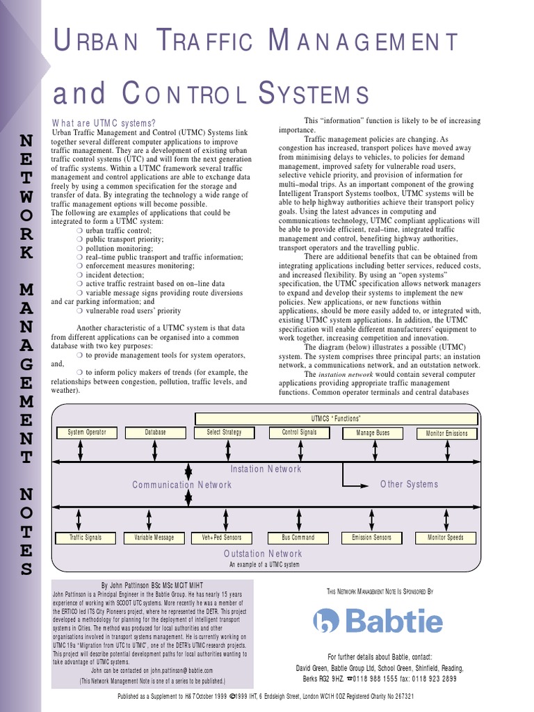 Urban Traffic Management and Control Systems PDF | PDF | Traffic ...
