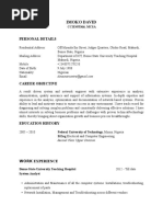 Imoko David Resume