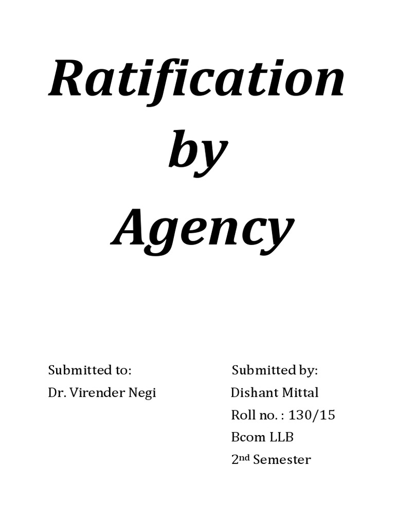 Ratification | PDF | Ratification | Law Of Agency