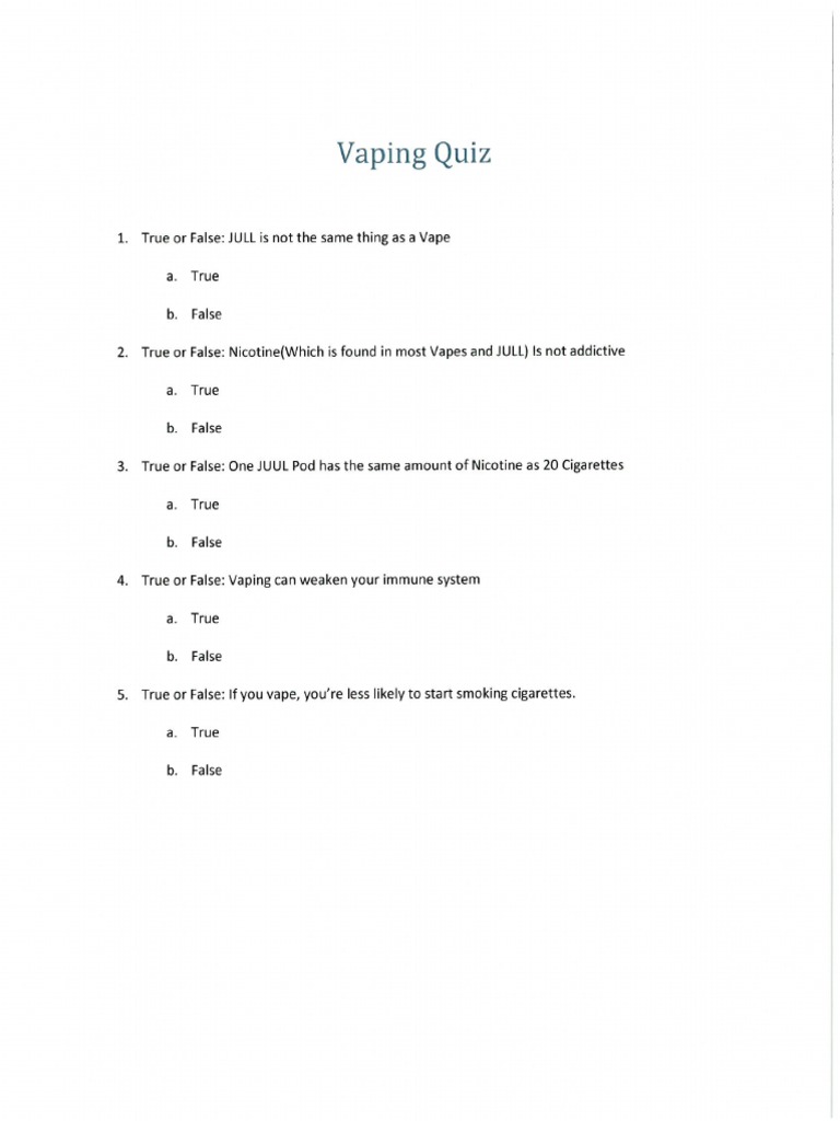Free Printable Vaping Worksheets