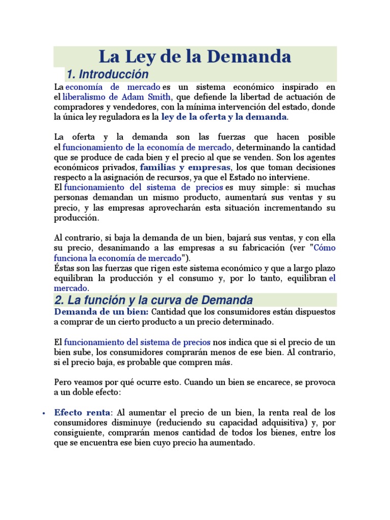 Ley de la Demanda en Economía | PDF | Curva de demanda | Oferta y demanda