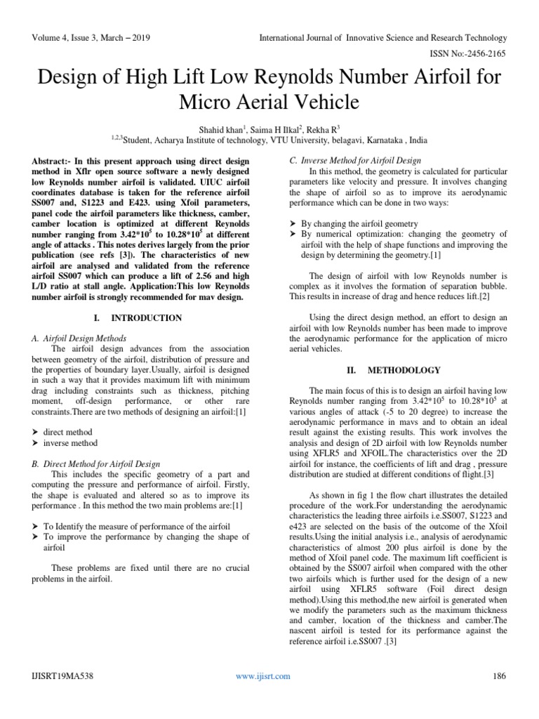 Design of High Lift Low Reynolds Number Airfoil For Micro Aerial ...