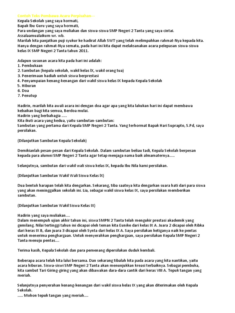 Kumpulan Contoh Teks Pidato Acara Perpisahan Kumpulan Referensi Teks Pidato