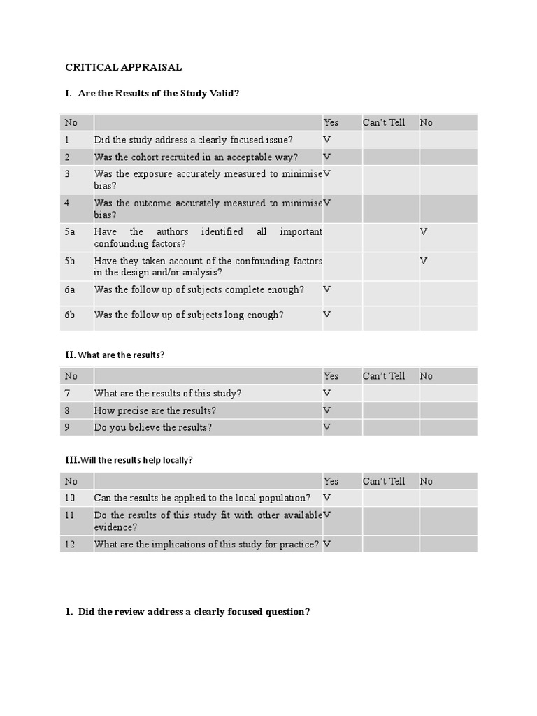 JR Critical Appraisal | PDF | Ovarian Cancer | Cohort Study