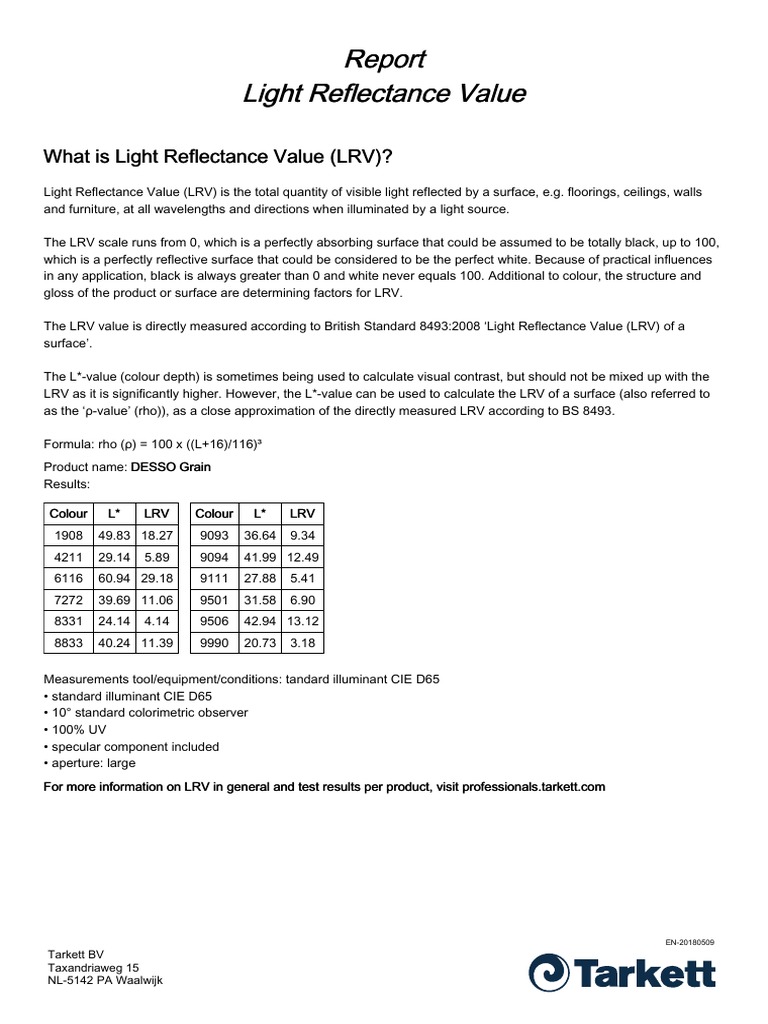Light Reflectance Value Light Reflectance Value PDF