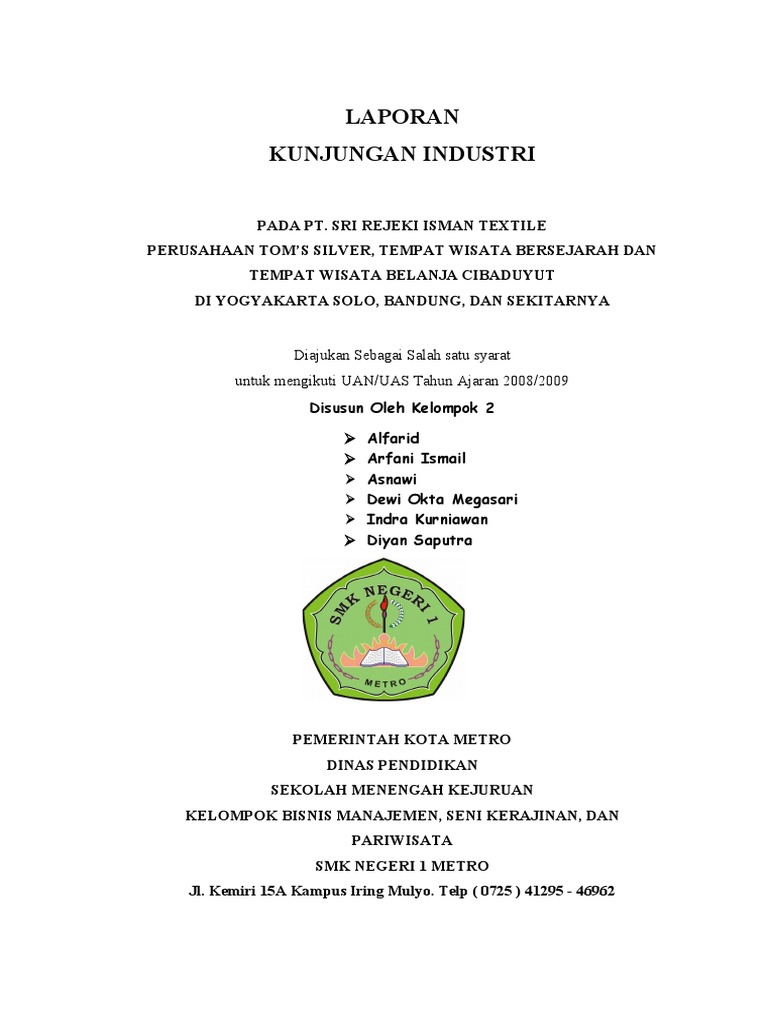 Contoh Kata Pengantar Laporan Kunjungan Industri Aneka