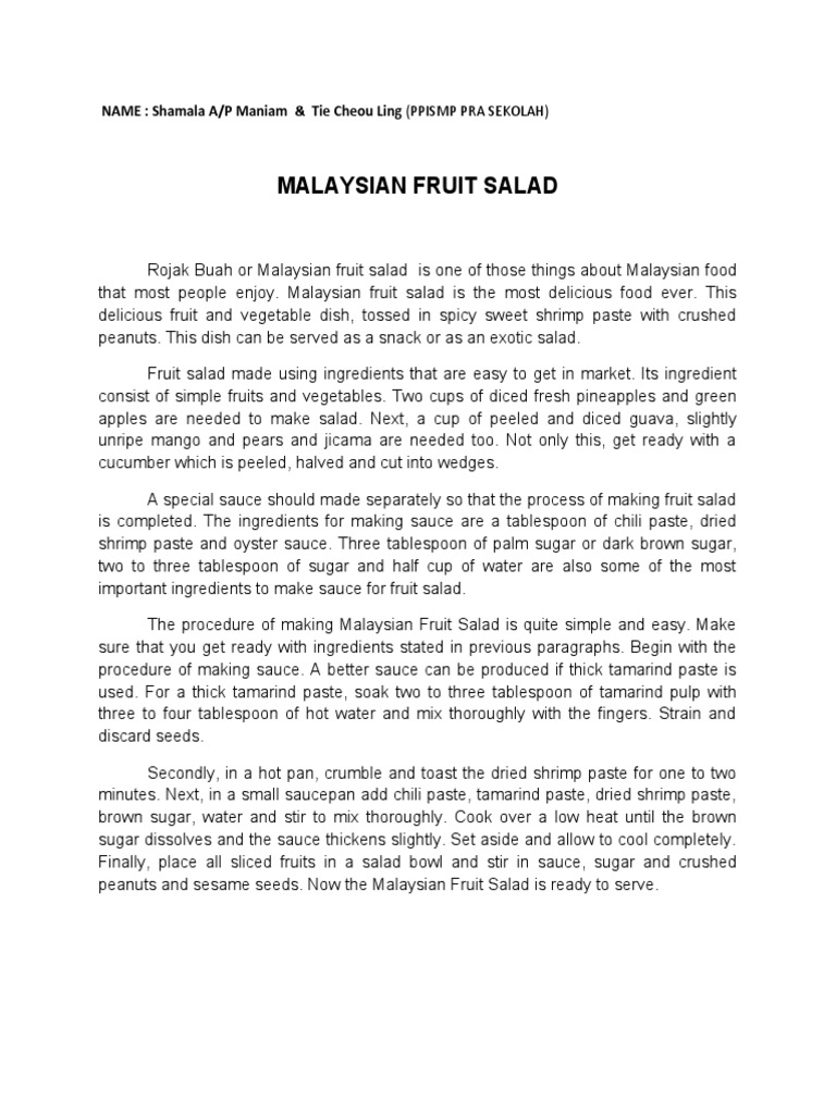 Malaysian Fruit Salad | PDF | Home & Garden