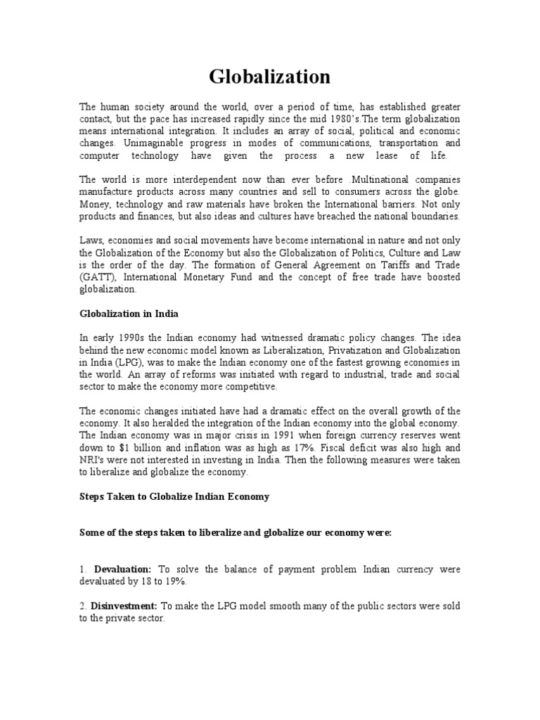 Globalization's Impact on India | PDF