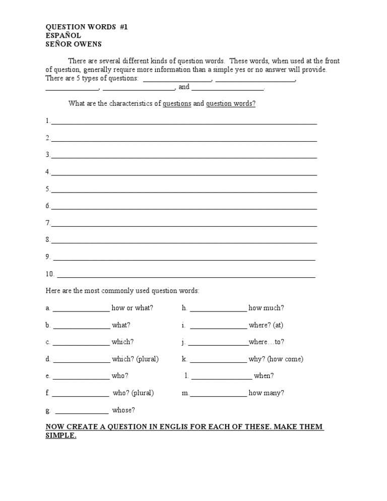 Understanding Question Words in English | PDF | Self-Improvement