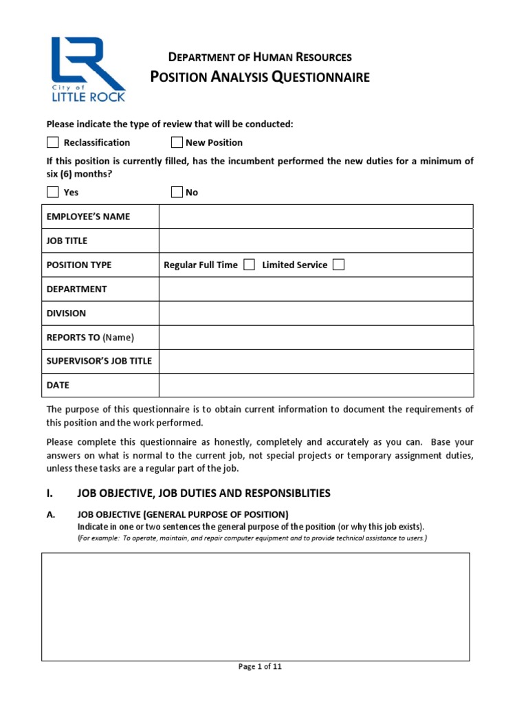 Position Analysis Questionnaire | PDF | Professional Certification ...