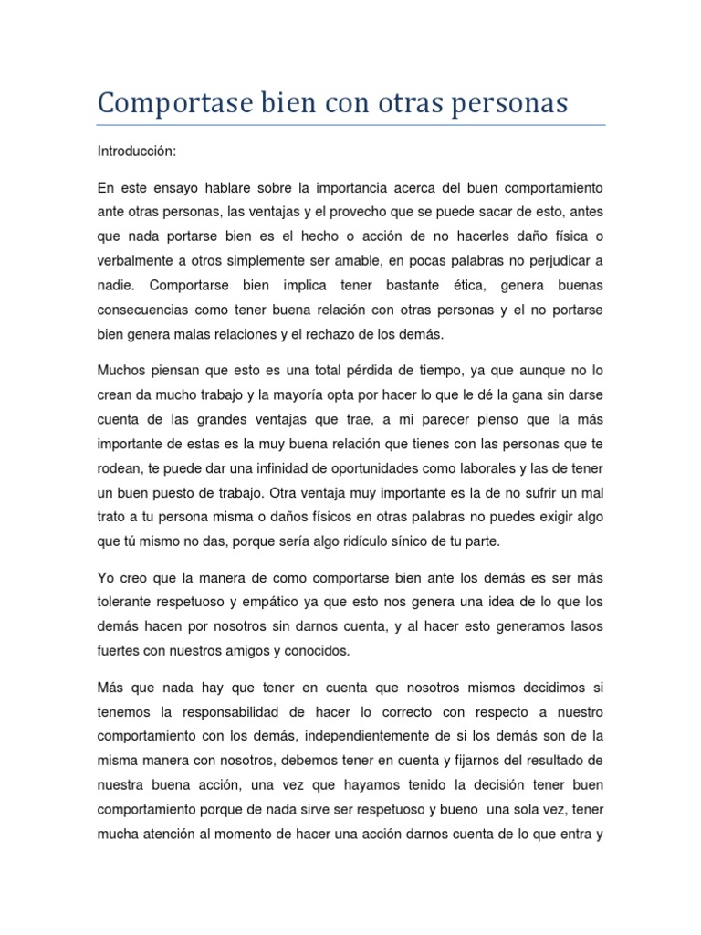 Comportarse Bien en Relaciones Personales | PDF | Tolerancia | Teorías ...