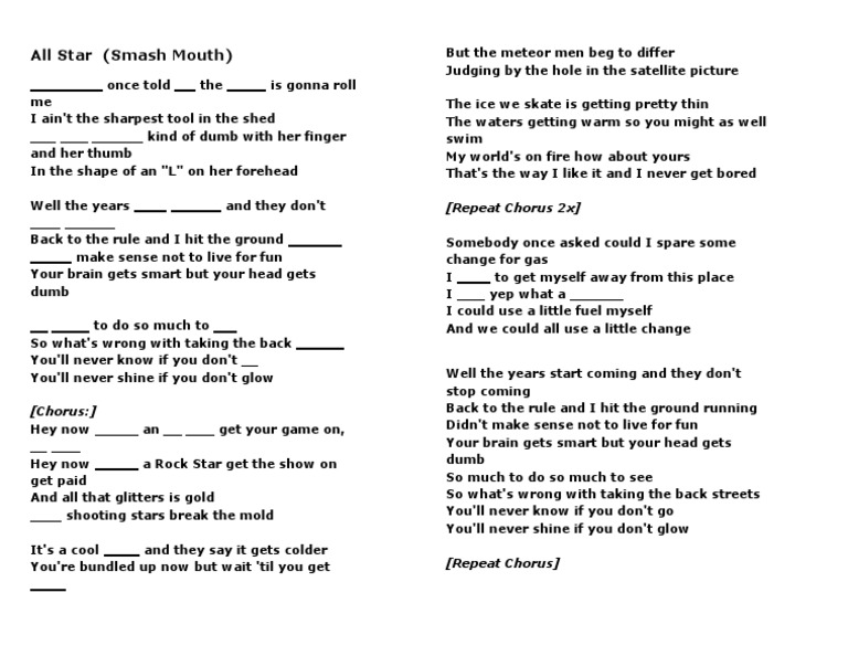 Hey Now You're an All Star | PDF